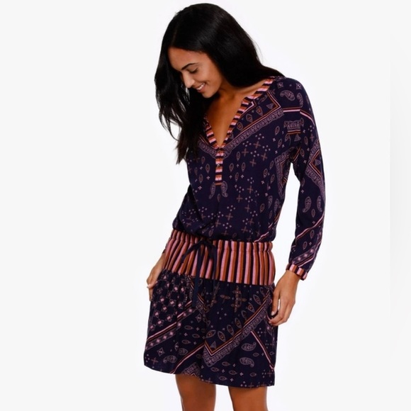 XIRENA Southern Blue Paisley Print Saskia Drawstring Mini Skirt Size Small - Picture 1 of 5